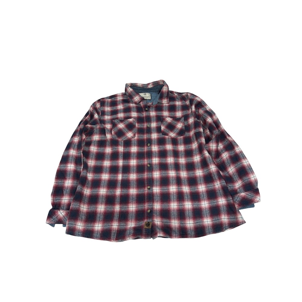 Legendary Whitetails Mens Flannel Shirt Red Navy Plaid Long Sleeve Button Up XXL